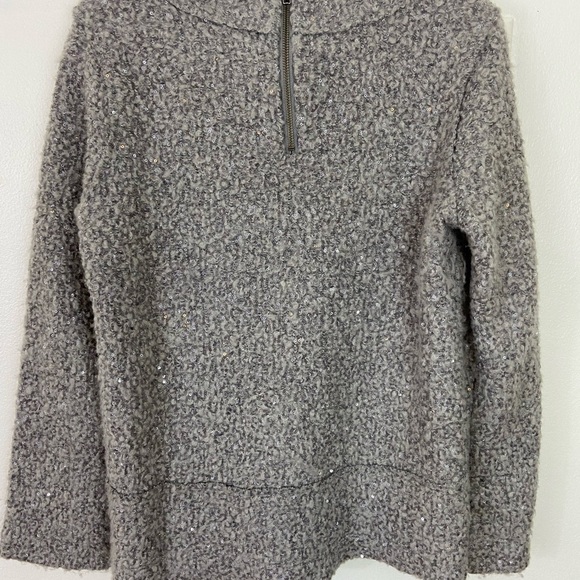 Soft Surroundings Sedona Sequin Sweater Grey Zip S Sparkly Metallic Event - Picture 3 of 10